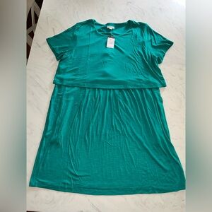 J jill aqua lagoon knit button back layered Dress stretch xl p Petite new nwt